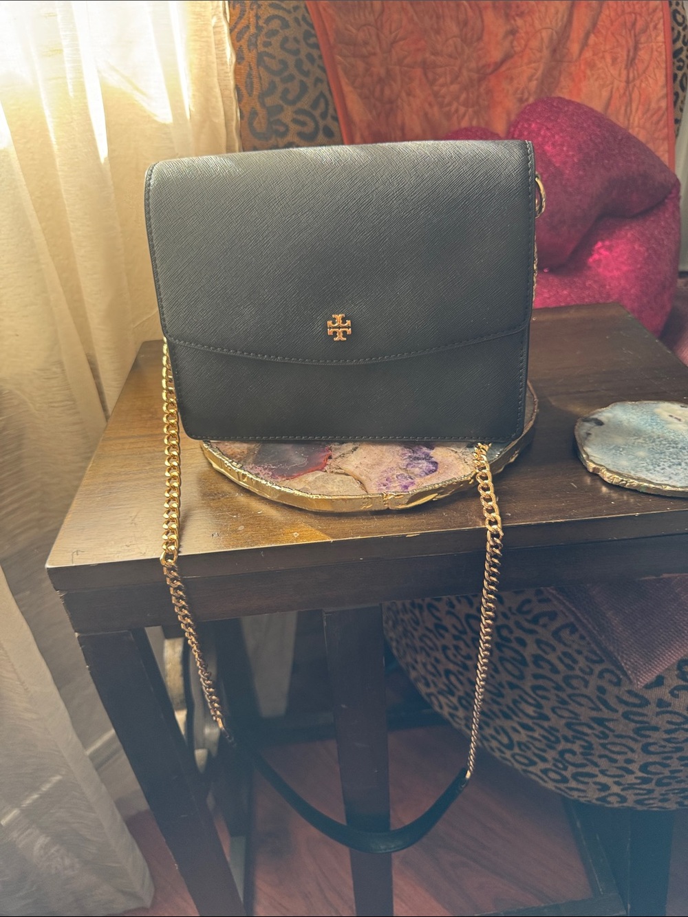 Tory Burch Black Crossbody with Gold Chain Strap